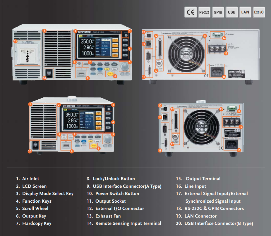 ASR-2000 시리즈 전후면 패널 이미지