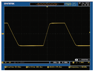 오실로스코프를 통한 펄스파(Pulse Waveform) 출력 측정 화면